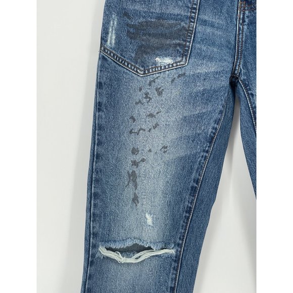 One Teaspoon Awesome Baggies Distressed Raw Step Hem Jeans Womens Mid Rise sz 26 - Picture 5 of 12